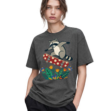 SF_COLOR=dark-heather; SF_ITEM=adult-t-shirt; SF_ROLE=gallery; Raccoon Jumping Skateboard Action Streetwear T-Shirt Cool Wild Skater Item Tee - Dark Heather Adult T-Shirt product image