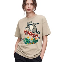 SF_COLOR=sand; SF_ITEM=adult-t-shirt; SF_ROLE=gallery; Raccoon Jumping Skateboard Action Streetwear T-Shirt Cool Wild Skater Item Tee - Sand Adult T-Shirt product image