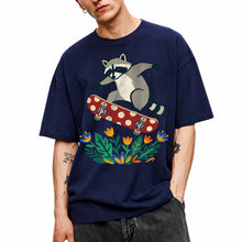 SF_COLOR=navy; SF_ITEM=adult-t-shirt; SF_ROLE=main; Raccoon Jumping Skateboard Action Streetwear T-Shirt Cool Wild Skater Item Tee - Navy Adult T-Shirt product image