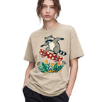 SF_COLOR=sand; SF_ITEM=adult-t-shirt; SF_ROLE=gallery; Raccoon Jumping Skateboard Action Streetwear T-Shirt Cool Wild Skater Item Tee - Sand Adult T-Shirt product image