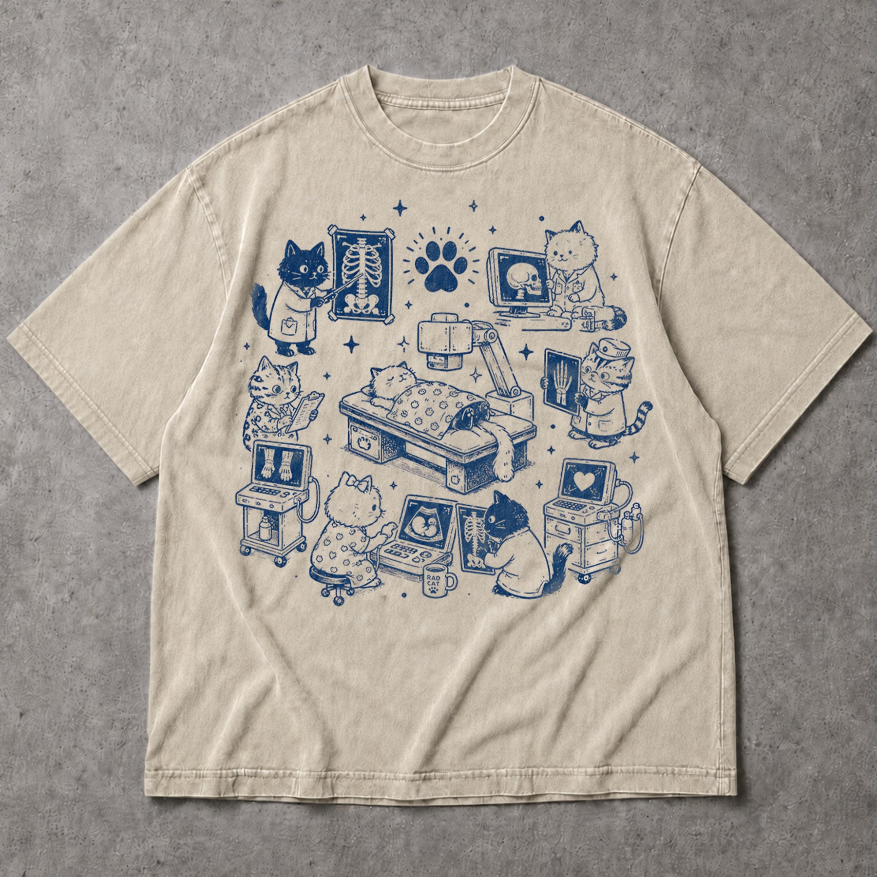 SF_COLOR=sand; SF_ITEM=adult-t-shirt; SF_ROLE=main; Rad Cat Radiology Technologist Cats T-Shirt Veterinary X-Ray Medical Tee - Sand Adult T-Shirt product image