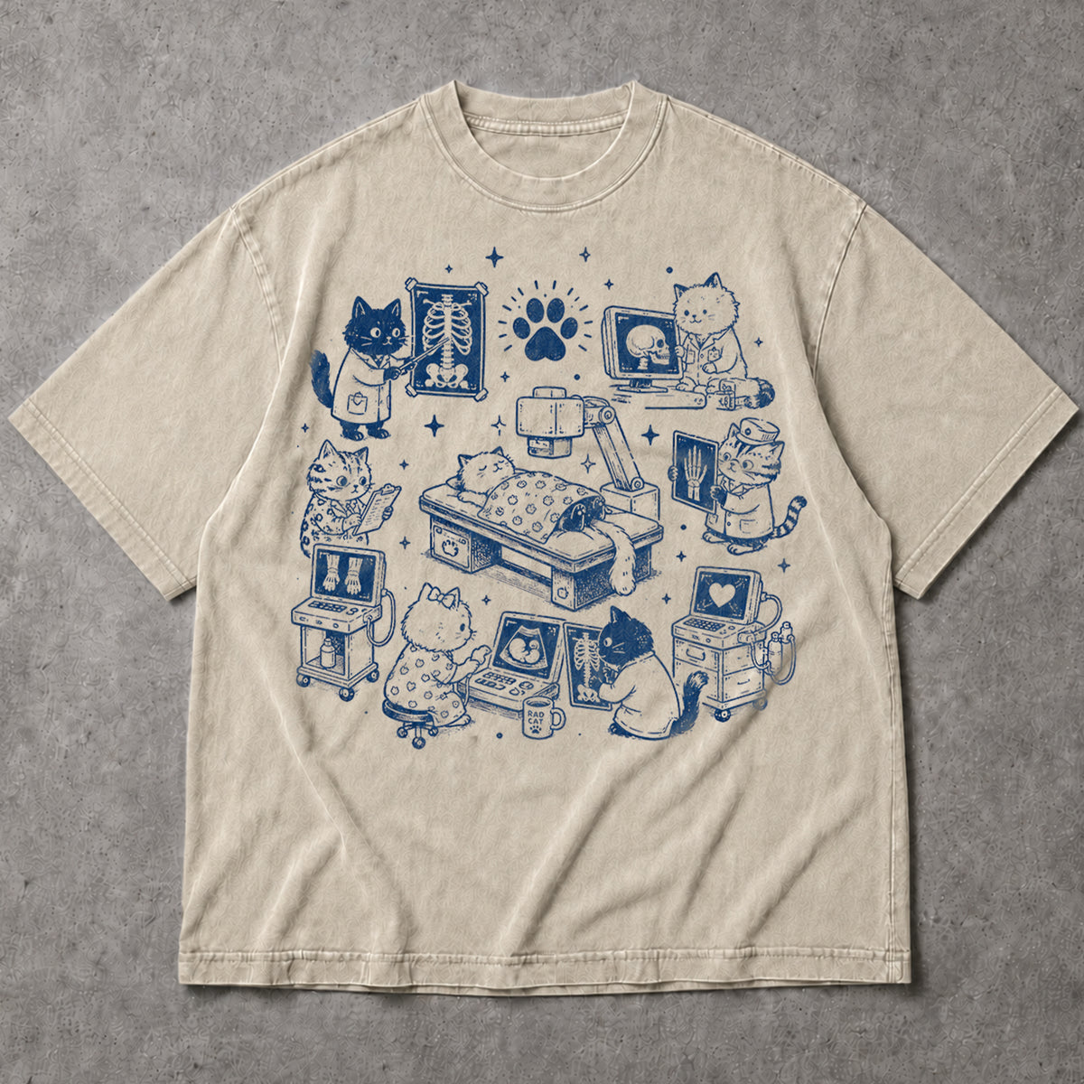 SF_COLOR=sand; SF_ITEM=adult-t-shirt; SF_ROLE=main; Rad Cat Radiology Technologist Cats T-Shirt Veterinary X-Ray Medical Tee - Sand Adult T-Shirt product image