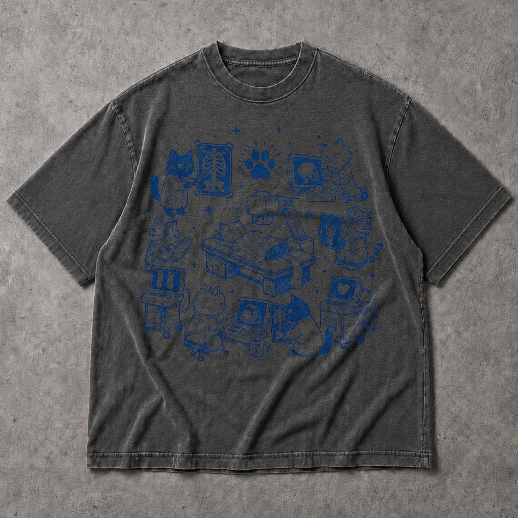 SF_COLOR=dark-heather; SF_ITEM=adult-t-shirt; SF_ROLE=main; Rad Cat Radiology Technologist Cats T-Shirt Veterinary X-Ray Medical Tee - Dark Heather Adult T-Shirt product image