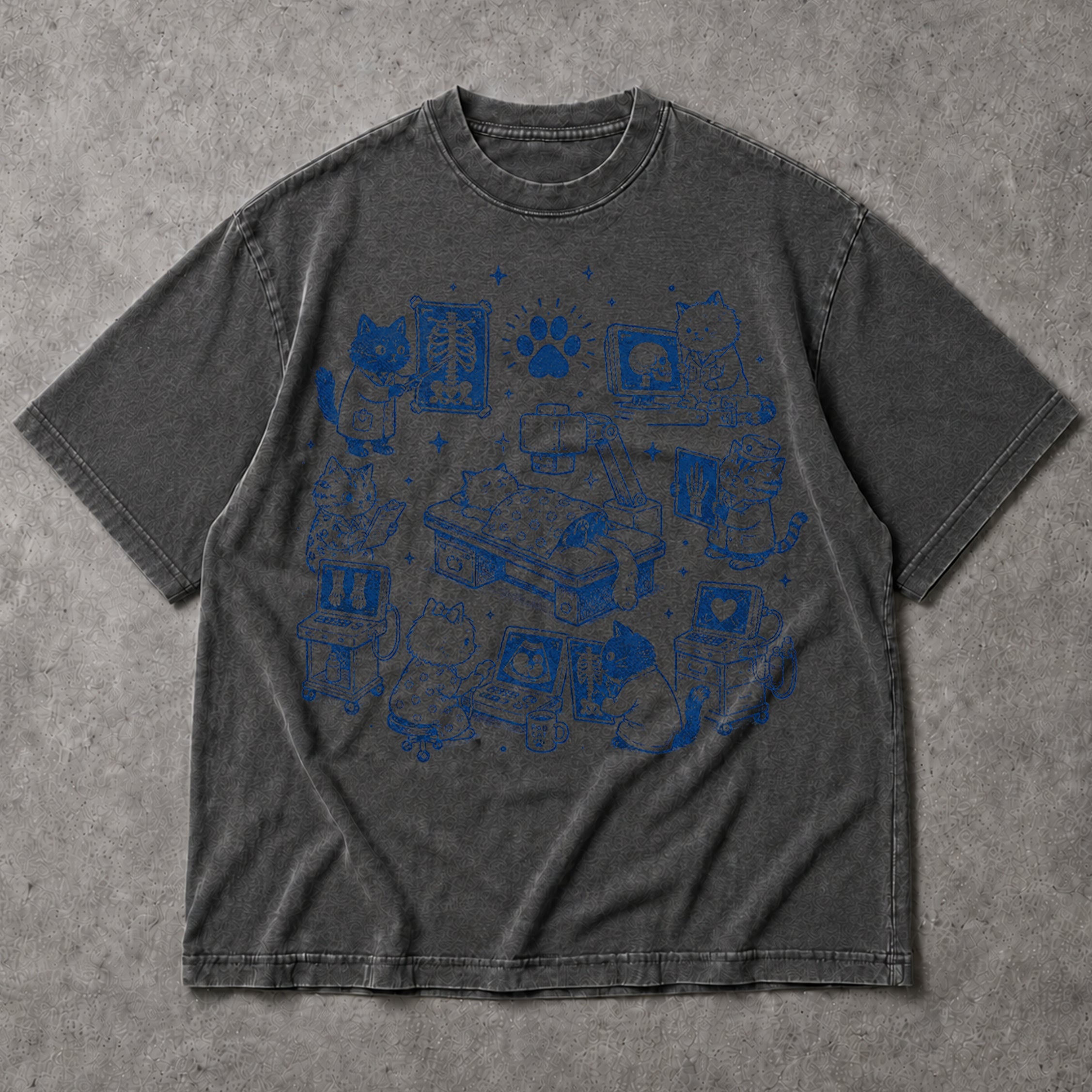 SF_COLOR=dark-heather; SF_ITEM=adult-t-shirt; SF_ROLE=main; Rad Cat Radiology Technologist Cats T-Shirt Veterinary X-Ray Medical Tee - Dark Heather Adult T-Shirt product image