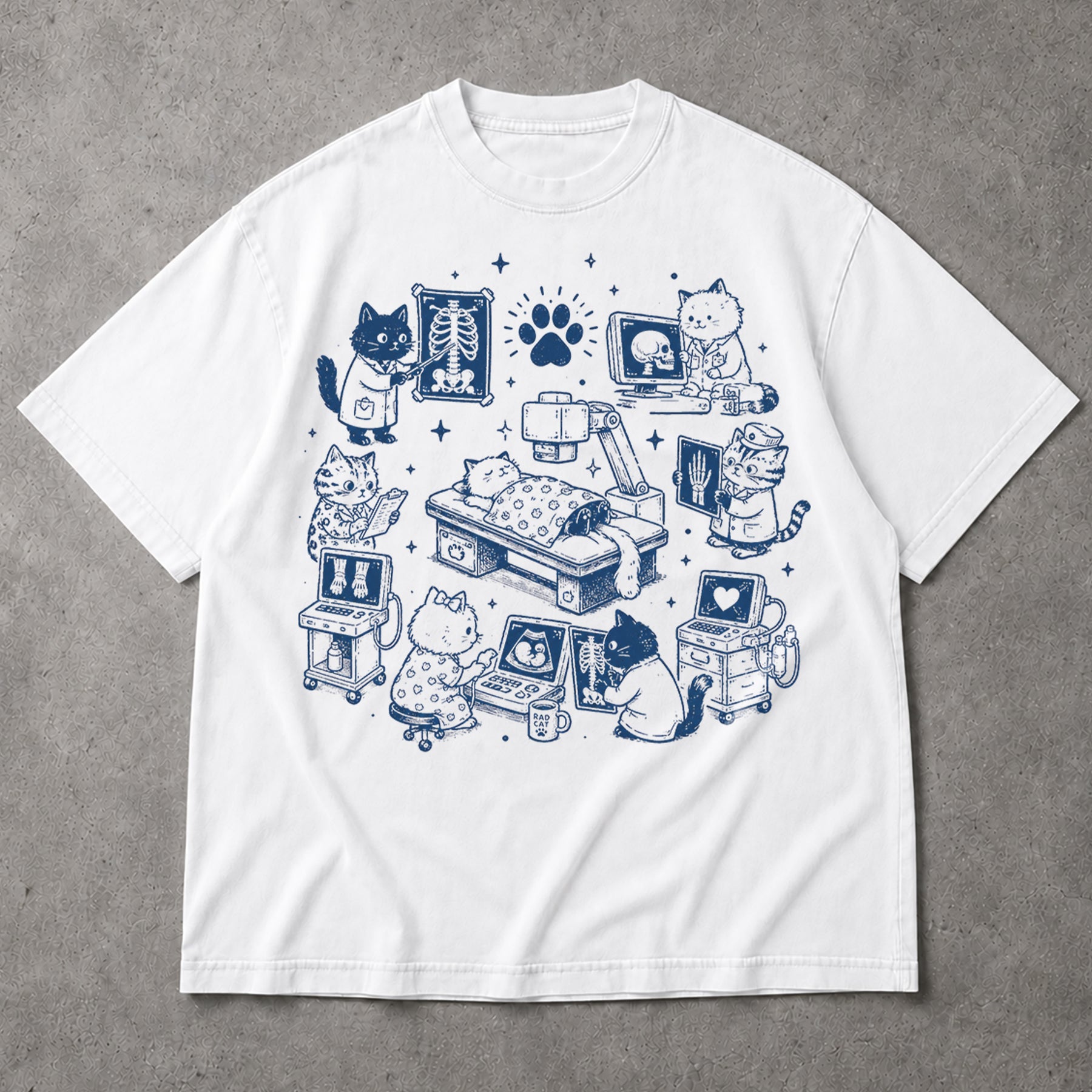 SF_COLOR=white; SF_ITEM=adult-t-shirt; SF_ROLE=main; Rad Cat Radiology Technologist Cats T-Shirt Veterinary X-Ray Medical Tee - White Adult T-Shirt product image