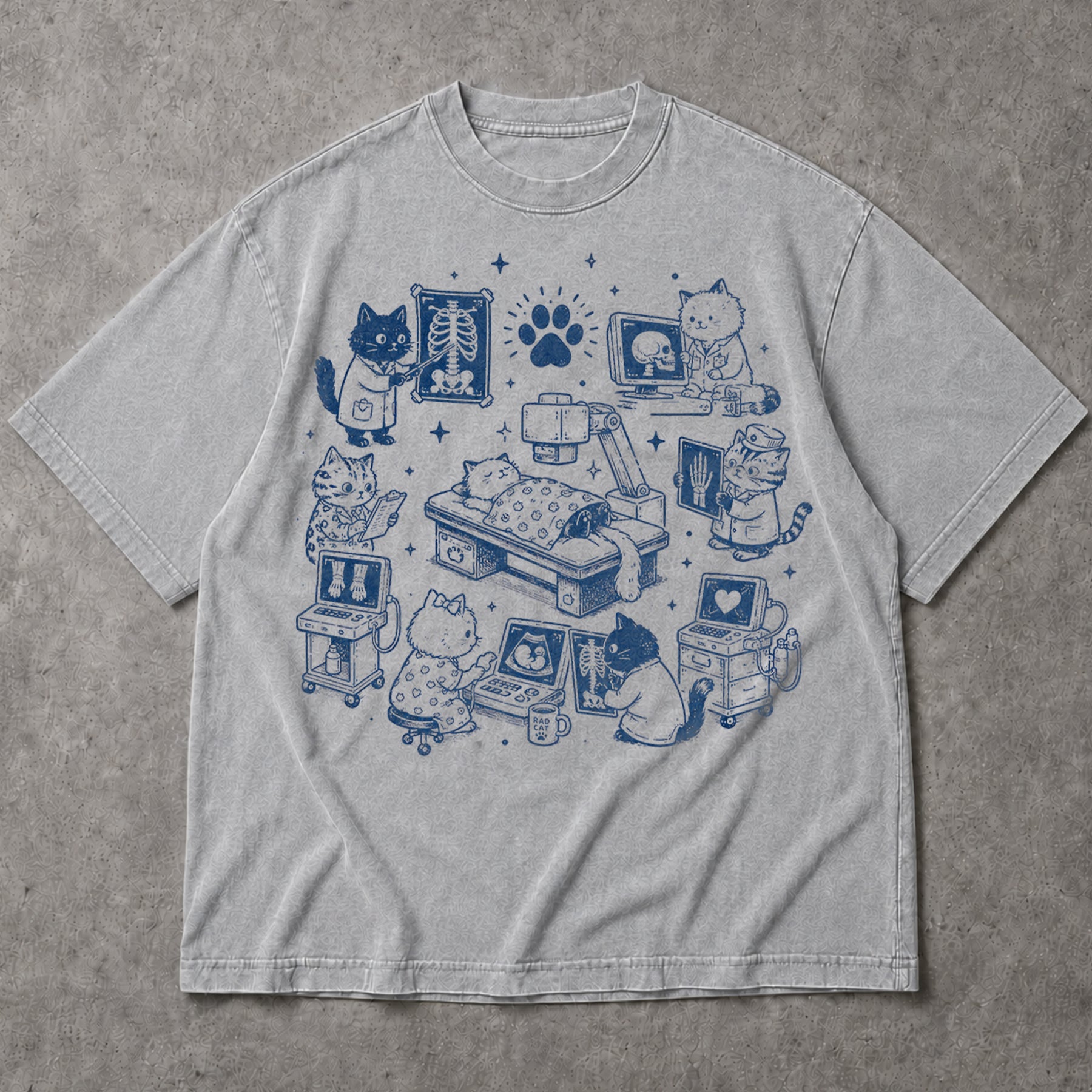 SF_COLOR=sport-grey; SF_ITEM=adult-t-shirt; SF_ROLE=main; Rad Cat Radiology Technologist Cats T-Shirt Veterinary X-Ray Medical Tee - Sport Grey Adult T-Shirt product image