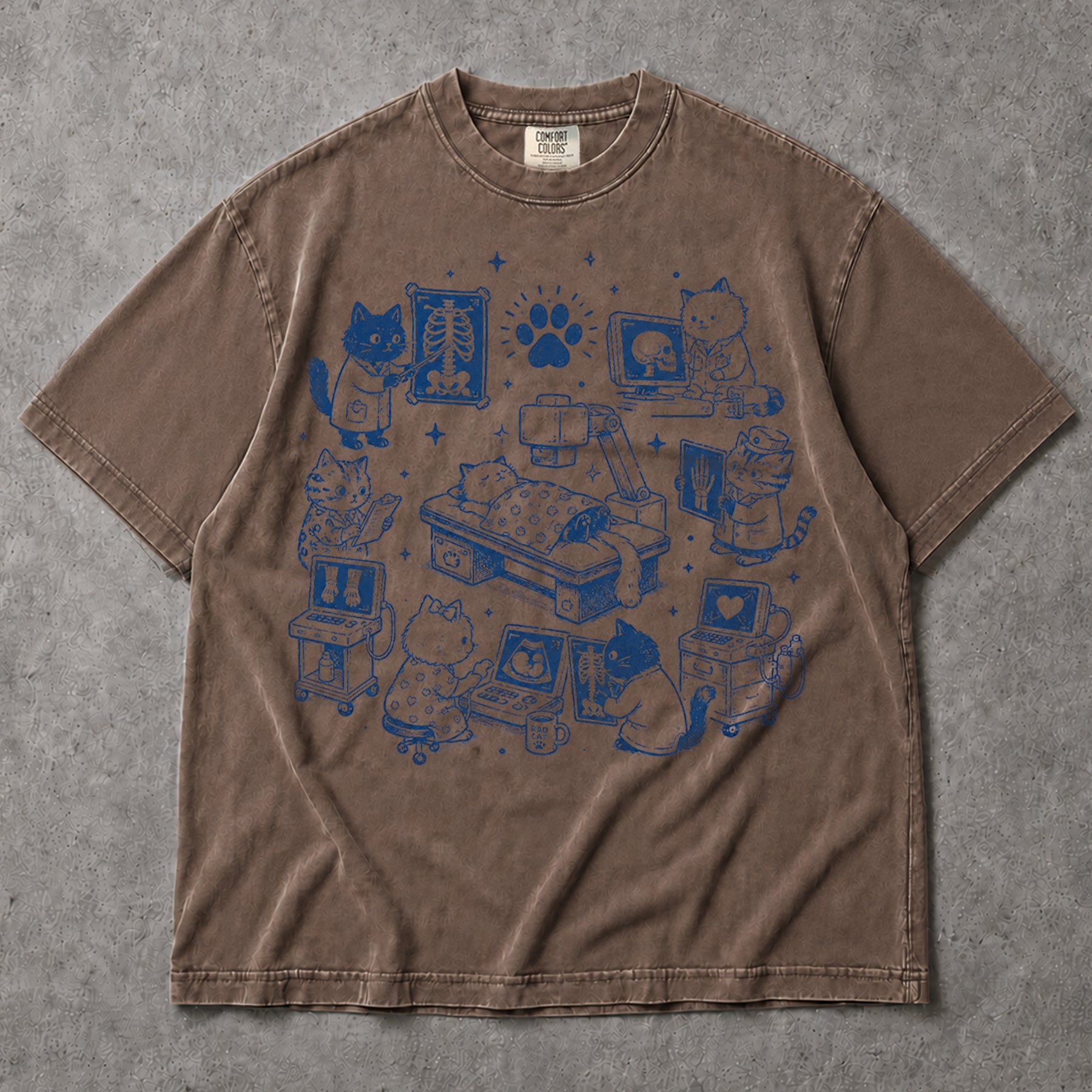 SF_COLOR=sport-grey|espresso; SF_ITEM=adult-t-shirt; SF_ROLE=main; Rad Cat Radiology Technologist Cats T-Shirt Veterinary X-Ray Medical Tee - Sport Grey, Espresso Adult T-Shirt product image