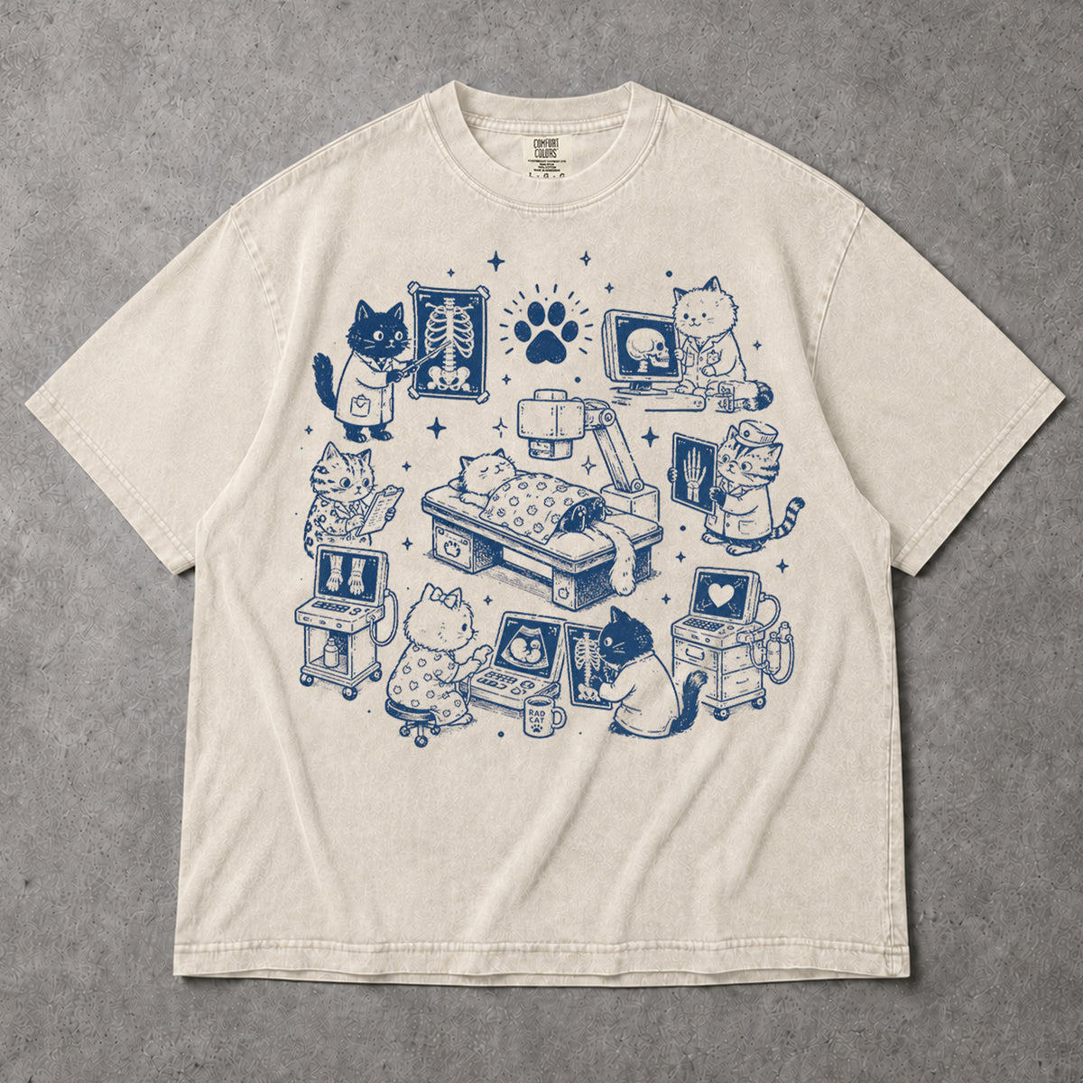 SF_COLOR=ivory; SF_ITEM=adult-t-shirt; SF_ROLE=gallery; Rad Cat Radiology Technologist Cats T-Shirt Veterinary X-Ray Medical Tee - Ivory Adult T-Shirt product image