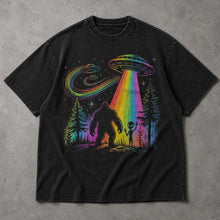 SF_COLOR=black; SF_ITEM=adult-t-shirt; SF_ROLE=main; Rainbow UFO Abduction Bigfoot Alien T-Shirt Sci Fi Nature Apparel - Black Adult T-Shirt product image