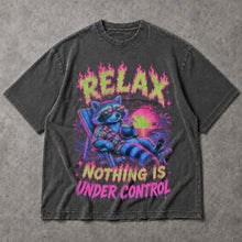 SF_COLOR=dark-heather; SF_ITEM=adult-t-shirt; SF_ROLE=main; Relax Nothing Is Under Control T-Shirt Funny Raccoon Vacation Summer Tee - Dark Heather Adult T-Shirt product image
