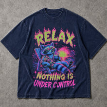 SF_COLOR=navy; SF_ITEM=adult-t-shirt; SF_ROLE=main; Relax Nothing Is Under Control T-Shirt Funny Raccoon Vacation Summer Tee - Navy Adult T-Shirt product image