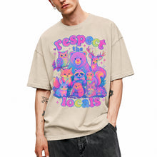 SF_COLOR=sand; SF_ITEM=adult-t-shirt; SF_ROLE=main; Respect The Locals Glitter Forest Animal T-Shirt Retro Hiking Outdoors Tee - Sand Adult T-Shirt product image