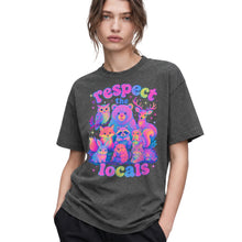 SF_COLOR=dark-heather; SF_ITEM=adult-t-shirt; SF_ROLE=gallery; Respect The Locals Glitter Forest Animal T-Shirt Retro Hiking Outdoors Tee - Dark Heather Adult T-Shirt product image