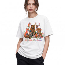 SF_COLOR=white; SF_ITEM=adult-t-shirt; SF_ROLE=gallery; Respect The Locals Forest Animals Nature T-Shirt Funny Hiking Outdoors Tee - White Adult T-Shirt product image