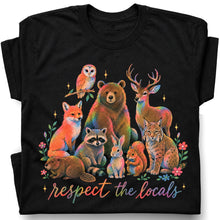 SF_COLOR=black; SF_ITEM=adult-t-shirt; SF_ROLE=gallery; Respect The Locals Forest Animals Nature T-Shirt Funny Hiking Outdoors Tee - Black Adult T-Shirt product image