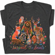 SF_COLOR=dark-heather; SF_ITEM=adult-t-shirt; SF_ROLE=gallery; Respect The Locals Forest Animals Nature T-Shirt Funny Hiking Outdoors Tee - Dark Heather Adult T-Shirt product image