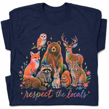 SF_COLOR=navy; SF_ITEM=adult-t-shirt; SF_ROLE=gallery; Respect The Locals Forest Animals Nature T-Shirt Funny Hiking Outdoors Tee - Navy Adult T-Shirt product image