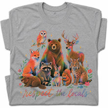 SF_COLOR=sport-grey; SF_ITEM=adult-t-shirt; SF_ROLE=gallery; Respect The Locals Forest Animals Nature T-Shirt Funny Hiking Outdoors Tee - Sport Grey Adult T-Shirt product image