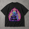 SF_COLOR=black; SF_ITEM=adult-t-shirt; SF_ROLE=main; Retro Arcade Gamer Panda T-Shirt Glowing Flame Video Games Controller Kawaii Tee - Black Adult T-Shirt product image