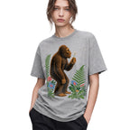 SF_COLOR=sport-grey; SF_ITEM=adult-t-shirt; SF_ROLE=gallery; Retro Bigfoot Blowing A Dandelion T-Shirt Vintage Sasquatch Floral Nature Tee - Sport Grey Adult T-Shirt product image