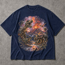 SF_COLOR=navy; SF_ITEM=adult-t-shirt; SF_ROLE=main; Retro Dinosaurs Volcano Eruption T-Shirt T-Rex Triceratops Everythings Fine Tee - Navy Adult T-Shirt product image