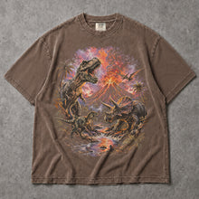 SF_COLOR=sport-grey|espresso; SF_ITEM=adult-t-shirt; SF_ROLE=main; Retro Dinosaurs Volcano Eruption T-Shirt T-Rex Triceratops Everythings Fine Tee - Sport Grey, Espresso Adult T-Shirt product image