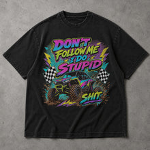 SF_COLOR=black; SF_ITEM=adult-t-shirt; SF_ROLE=main; Retro Dont Follow Me I Do Stupid Shit T-Shirt UTV Buggy Off Road Racing Apparel - Black Adult T-Shirt product image