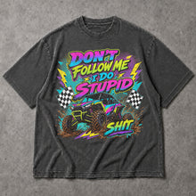 SF_COLOR=dark-heather; SF_ITEM=adult-t-shirt; SF_ROLE=main; Retro Dont Follow Me I Do Stupid Shit T-Shirt UTV Buggy Off Road Racing Apparel - Dark Heather Adult T-Shirt product image
