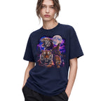 SF_COLOR=navy; SF_ITEM=adult-t-shirt; SF_ROLE=gallery; Retro Tigers Howling At Full Moon T-Shirt Synthwave Lightning Vaporwaves Tee - Navy Adult T-Shirt product image