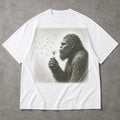 SF_COLOR=white; SF_ITEM=adult-t-shirt; SF_ROLE=main; Sasquatch Blowing Dandelion Flower T-Shirt Vintage Bigfoot Nature Outdoors Tee - White Adult T-Shirt product image