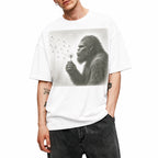 SF_COLOR=white; SF_ITEM=adult-t-shirt; SF_ROLE=gallery; Sasquatch Blowing Dandelion Flower T-Shirt Vintage Bigfoot Nature Outdoors Tee - White Adult T-Shirt product image