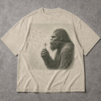 SF_COLOR=all; SF_ITEM=adult-t-shirt; SF_ROLE=gallery; Sasquatch Blowing Dandelion Flower T-Shirt Vintage Bigfoot Nature Outdoors Tee - all colors Adult T-Shirt product image