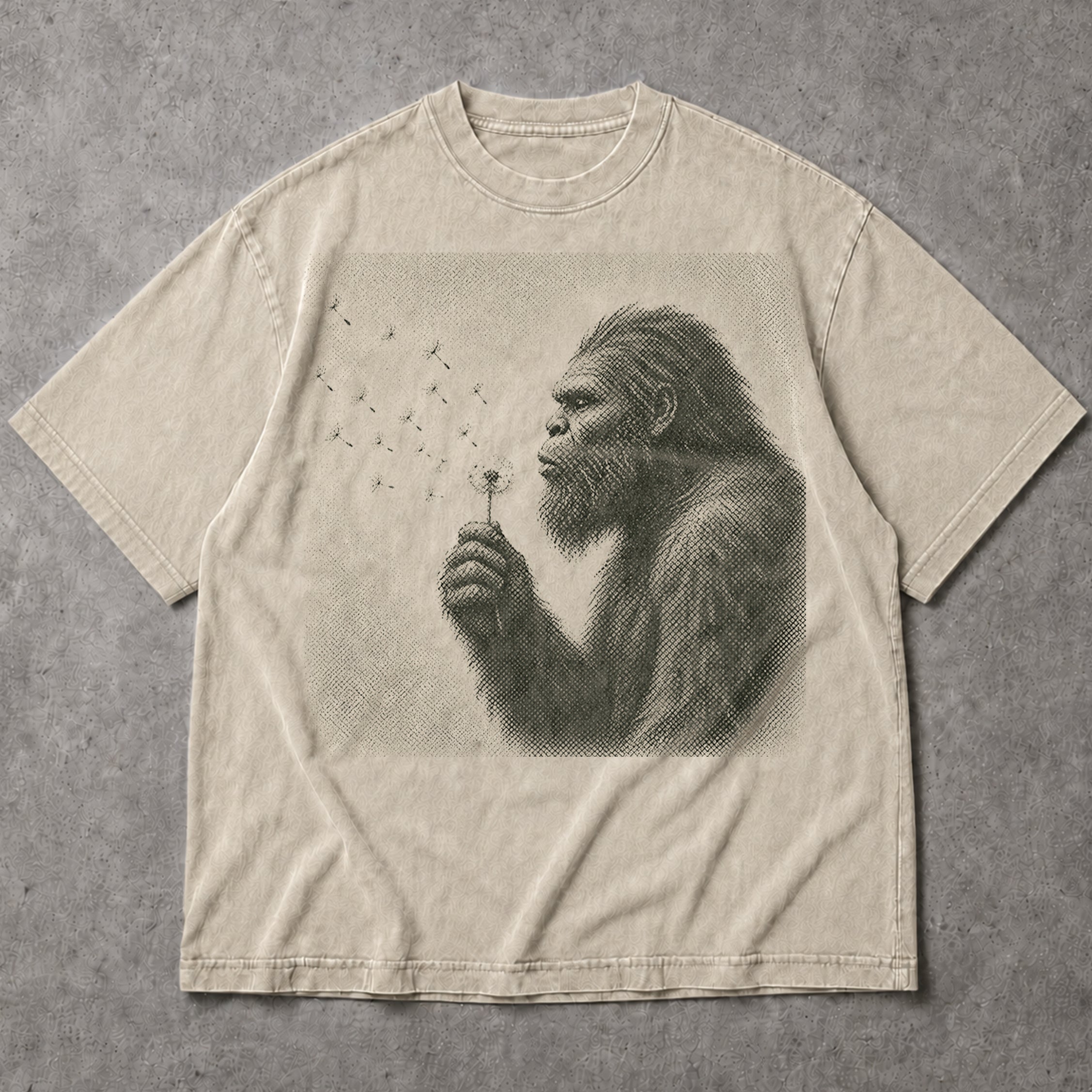 SF_COLOR=all; SF_ITEM=adult-t-shirt; SF_ROLE=gallery; Sasquatch Blowing Dandelion Flower T-Shirt Vintage Bigfoot Nature Outdoors Tee - all colors Adult T-Shirt product image