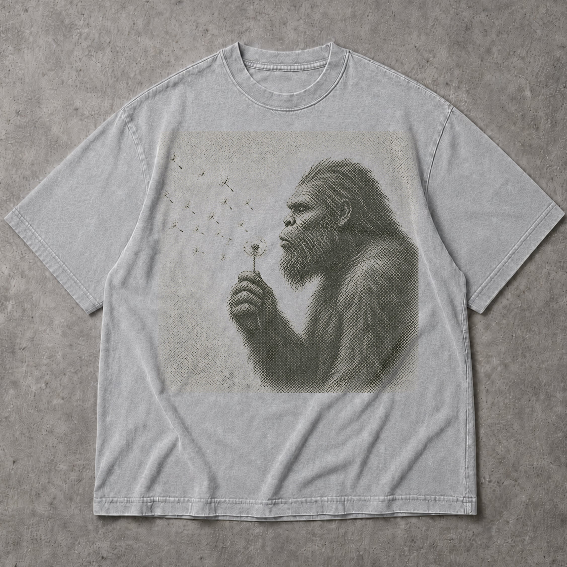 SF_COLOR=all; SF_ITEM=adult-t-shirt; SF_ROLE=gallery; Sasquatch Blowing Dandelion Flower T-Shirt Vintage Bigfoot Nature Outdoors Tee - all colors Adult T-Shirt product image