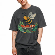 SF_COLOR=dark-heather; SF_ITEM=adult-t-shirt; SF_ROLE=main; Skater Bee Red Mushboard Skateboard Cool Insect T-Shirt Streetwear Skater Tee - Dark Heather Adult T-Shirt product image