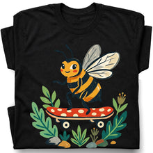SF_COLOR=black; SF_ITEM=adult-t-shirt; SF_ROLE=gallery; Skater Bee Red Mushboard Skateboard Cool Insect T-Shirt Streetwear Skater Tee - Black Adult T-Shirt product image