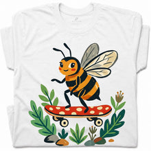 SF_COLOR=white; SF_ITEM=adult-t-shirt; SF_ROLE=gallery; Skater Bee Red Mushboard Skateboard Cool Insect T-Shirt Streetwear Skater Tee - White Adult T-Shirt product image