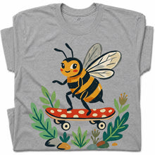 SF_COLOR=sport-grey; SF_ITEM=adult-t-shirt; SF_ROLE=gallery; Skater Bee Red Mushboard Skateboard Cool Insect T-Shirt Streetwear Skater Tee - Sport Grey Adult T-Shirt product image