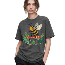 SF_COLOR=dark-heather; SF_ITEM=adult-t-shirt; SF_ROLE=gallery; Skater Bee Red Mushboard Skateboard Cool Insect T-Shirt Streetwear Skater Tee - Dark Heather Adult T-Shirt product image