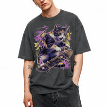 SF_COLOR=dark-heather; SF_ITEM=adult-t-shirt; SF_ROLE=main; Skater Cat Grunge Streetwear Urban Graphic T-Shirt Skateboard Animal Gift Tee - Dark Heather Adult T-Shirt product image