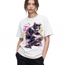 SF_COLOR=white; SF_ITEM=adult-t-shirt; SF_ROLE=gallery; Skater Cat Grunge Streetwear Urban Graphic T-Shirt Skateboard Animal Gift Tee - White Adult T-Shirt product image