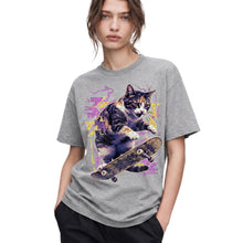 SF_COLOR=sport-grey; SF_ITEM=adult-t-shirt; SF_ROLE=gallery; Skater Cat Grunge Streetwear Urban Graphic T-Shirt Skateboard Animal Gift Tee - Sport Grey Adult T-Shirt product image