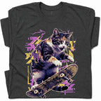 SF_COLOR=dark-heather; SF_ITEM=adult-t-shirt; SF_ROLE=gallery; Skater Cat Grunge Streetwear Urban Graphic T-Shirt Skateboard Animal Gift Tee - Dark Heather Adult T-Shirt product image