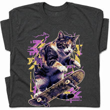 SF_COLOR=dark-heather; SF_ITEM=adult-t-shirt; SF_ROLE=gallery; Skater Cat Grunge Streetwear Urban Graphic T-Shirt Skateboard Animal Gift Tee - Dark Heather Adult T-Shirt product image