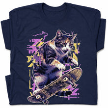 SF_COLOR=navy; SF_ITEM=adult-t-shirt; SF_ROLE=gallery; Skater Cat Grunge Streetwear Urban Graphic T-Shirt Skateboard Animal Gift Tee - Navy Adult T-Shirt product image