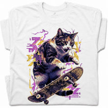 SF_COLOR=white; SF_ITEM=adult-t-shirt; SF_ROLE=gallery; Skater Cat Grunge Streetwear Urban Graphic T-Shirt Skateboard Animal Gift Tee - White Adult T-Shirt product image