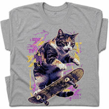 SF_COLOR=sport-grey; SF_ITEM=adult-t-shirt; SF_ROLE=gallery; Skater Cat Grunge Streetwear Urban Graphic T-Shirt Skateboard Animal Gift Tee - Sport Grey Adult T-Shirt product image