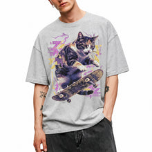 SF_COLOR=sport-grey; SF_ITEM=adult-t-shirt; SF_ROLE=main; Skater Cat Grunge Streetwear Urban Graphic T-Shirt Skateboard Animal Gift Tee - Sport Grey Adult T-Shirt product image