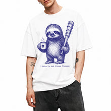 SF_COLOR=white; SF_ITEM=adult-t-shirt; SF_ROLE=main; Sloth Coffee Barbed Bat Wake Up Choose Violence T-Shirt Funny Dark Humor Tee - White Adult T-Shirt product image