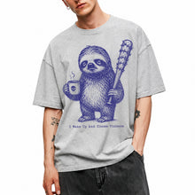 SF_COLOR=sport-grey; SF_ITEM=adult-t-shirt; SF_ROLE=main; Sloth Coffee Barbed Bat Wake Up Choose Violence T-Shirt Funny Dark Humor Tee - Sport Grey Adult T-Shirt product image
